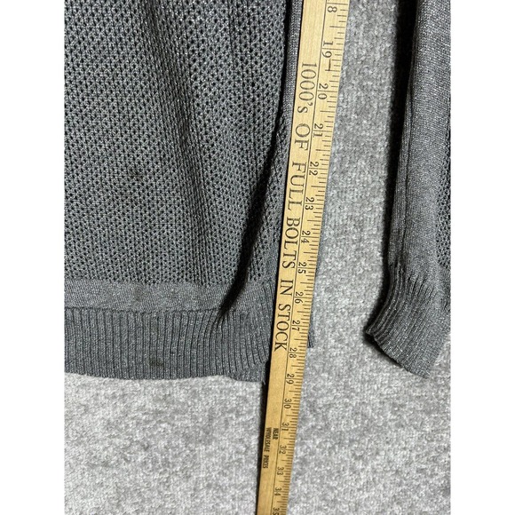 NYDJ Open Knit Ribbed Metallic Pullover Sweater Womens Size Medium V-Neck Back - Picture 16 of 16